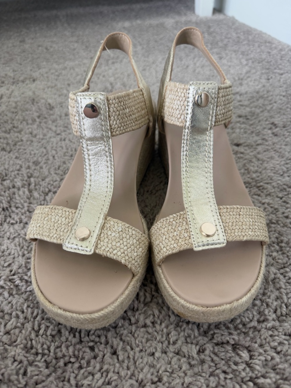 Vionic Calera Espadrille Wedge Sandal in Gold and Tan - Picture 3 of 8